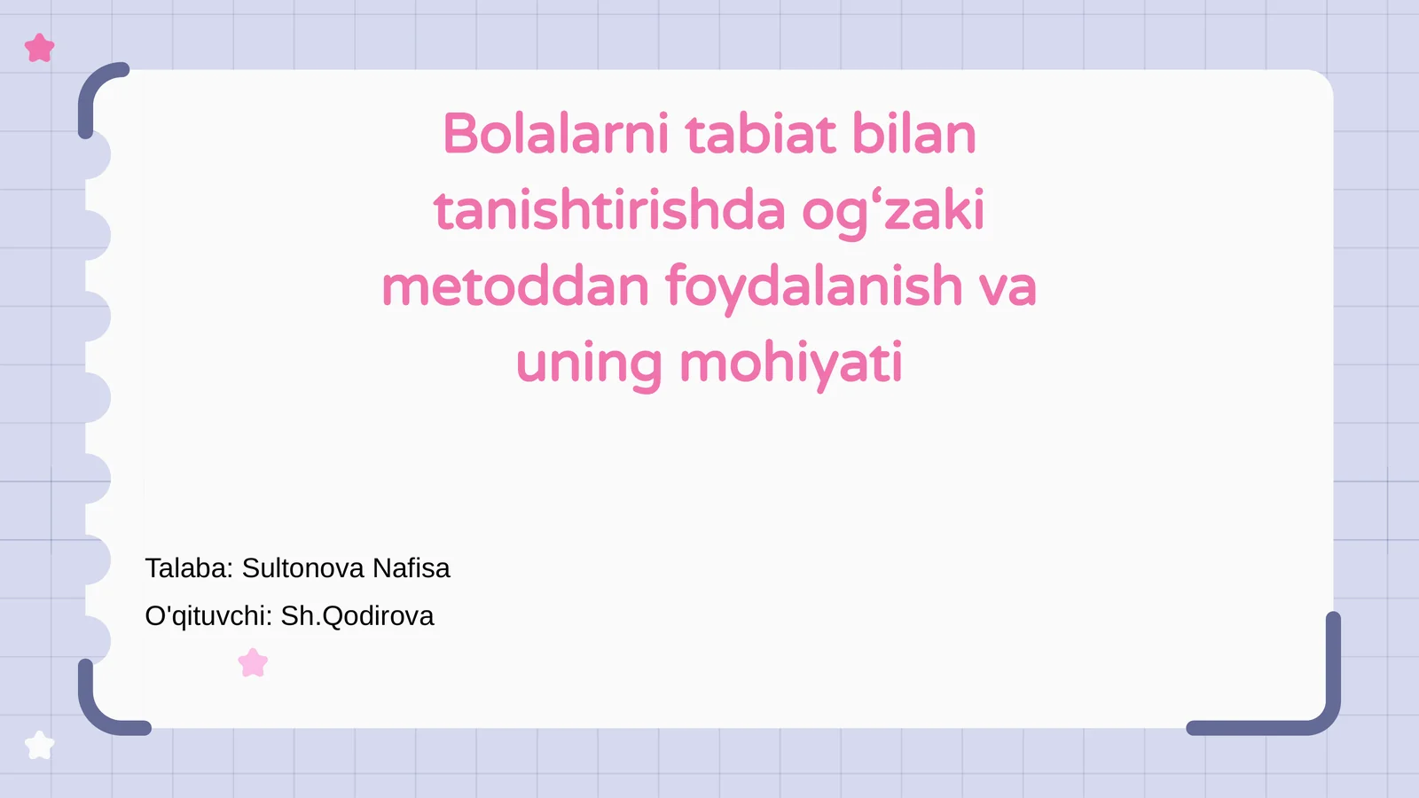 Og‘zaki Metodlar Bilan Bolalarni Tabiat Bilan Tanishtirish