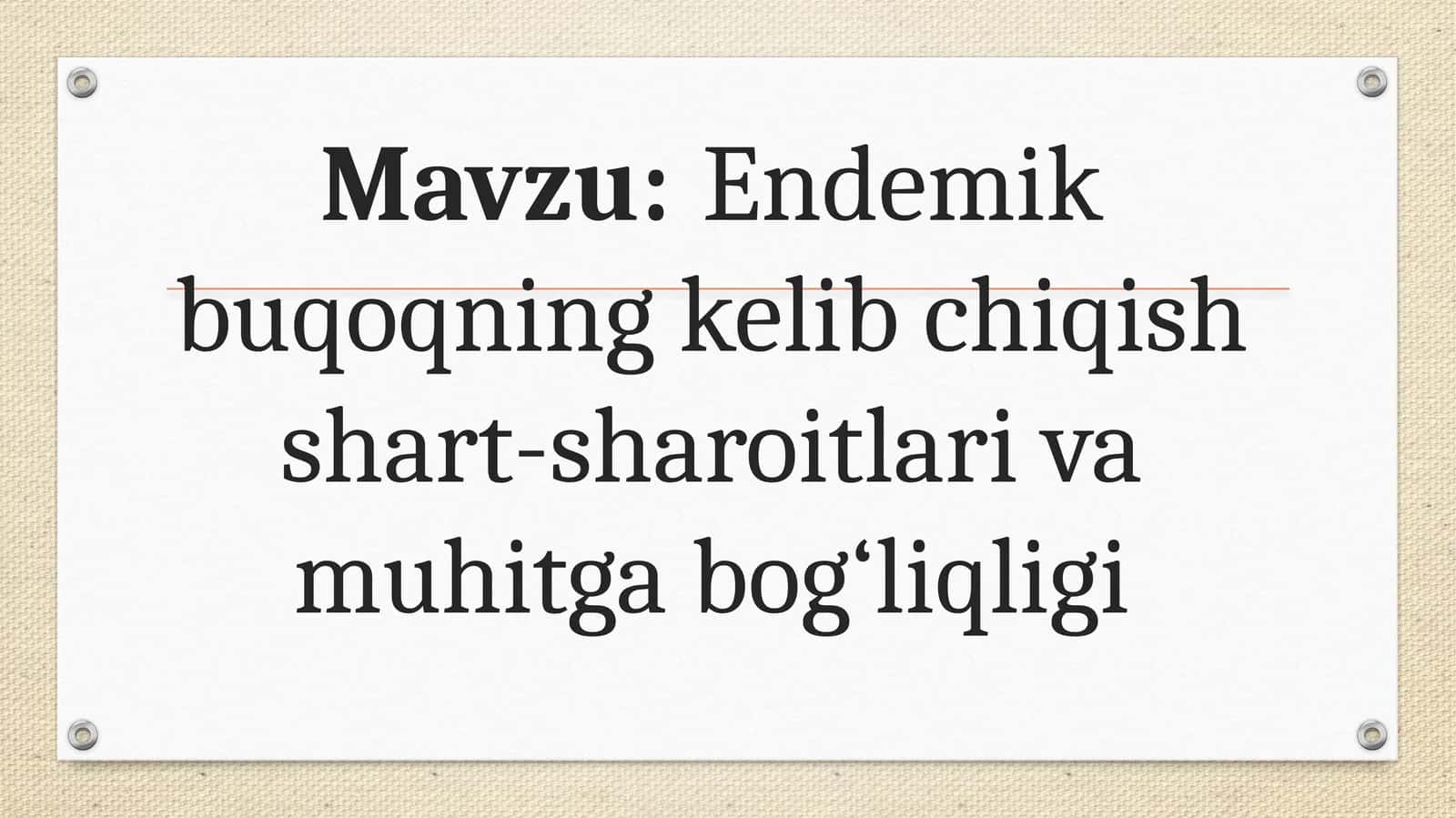 Endemik buqoqning kelib chiqish shart-sharoitlari va muhitga bog‘liqligi