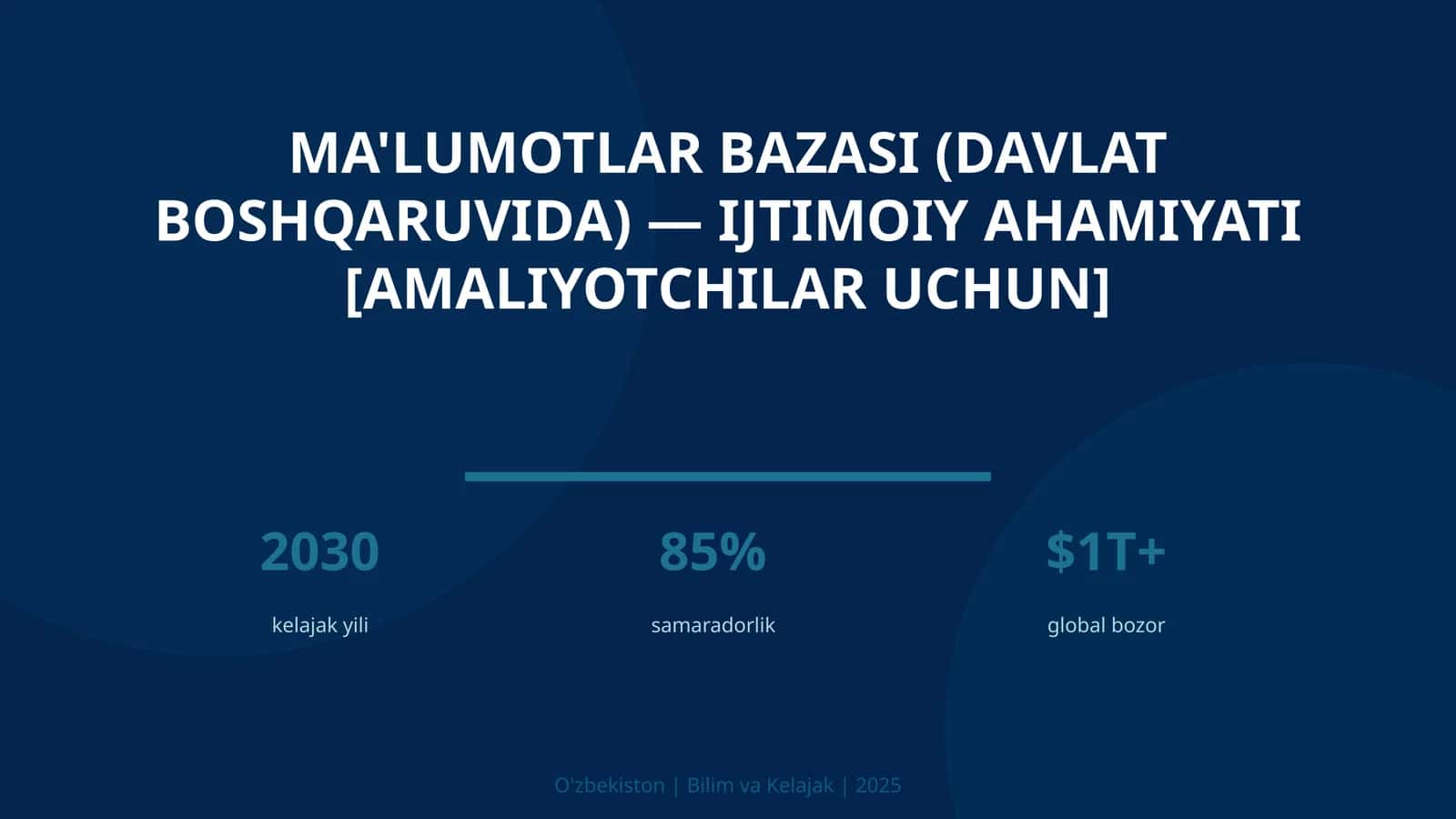 Ma'lumotlar bazasi (davlat boshqaruvida) - ijtimoiy ahamiyati [amaliyotchilar uchun]