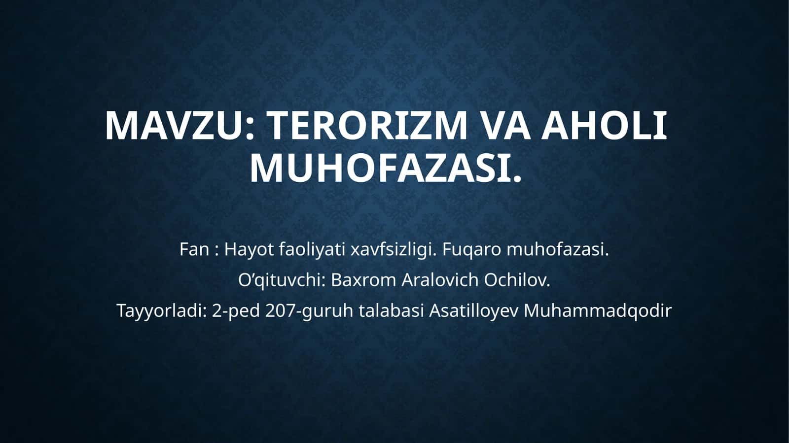 terorizm va axoli muhofazasi