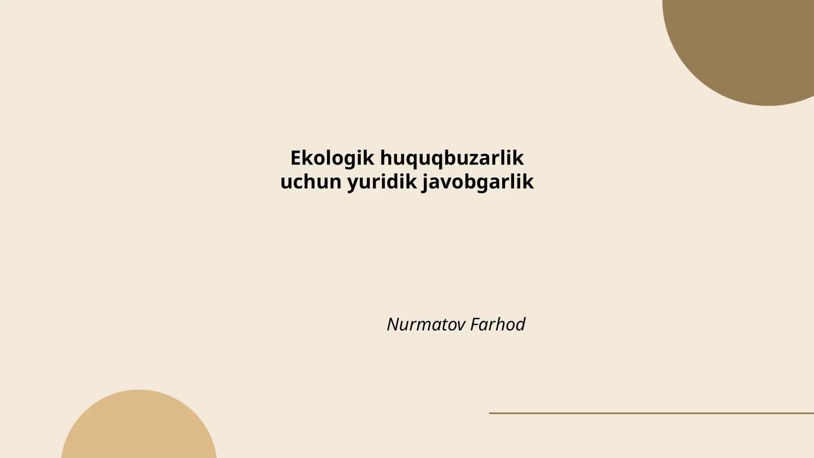 Ekologik huquqbuzarlik uchun yuridik javobgarlik