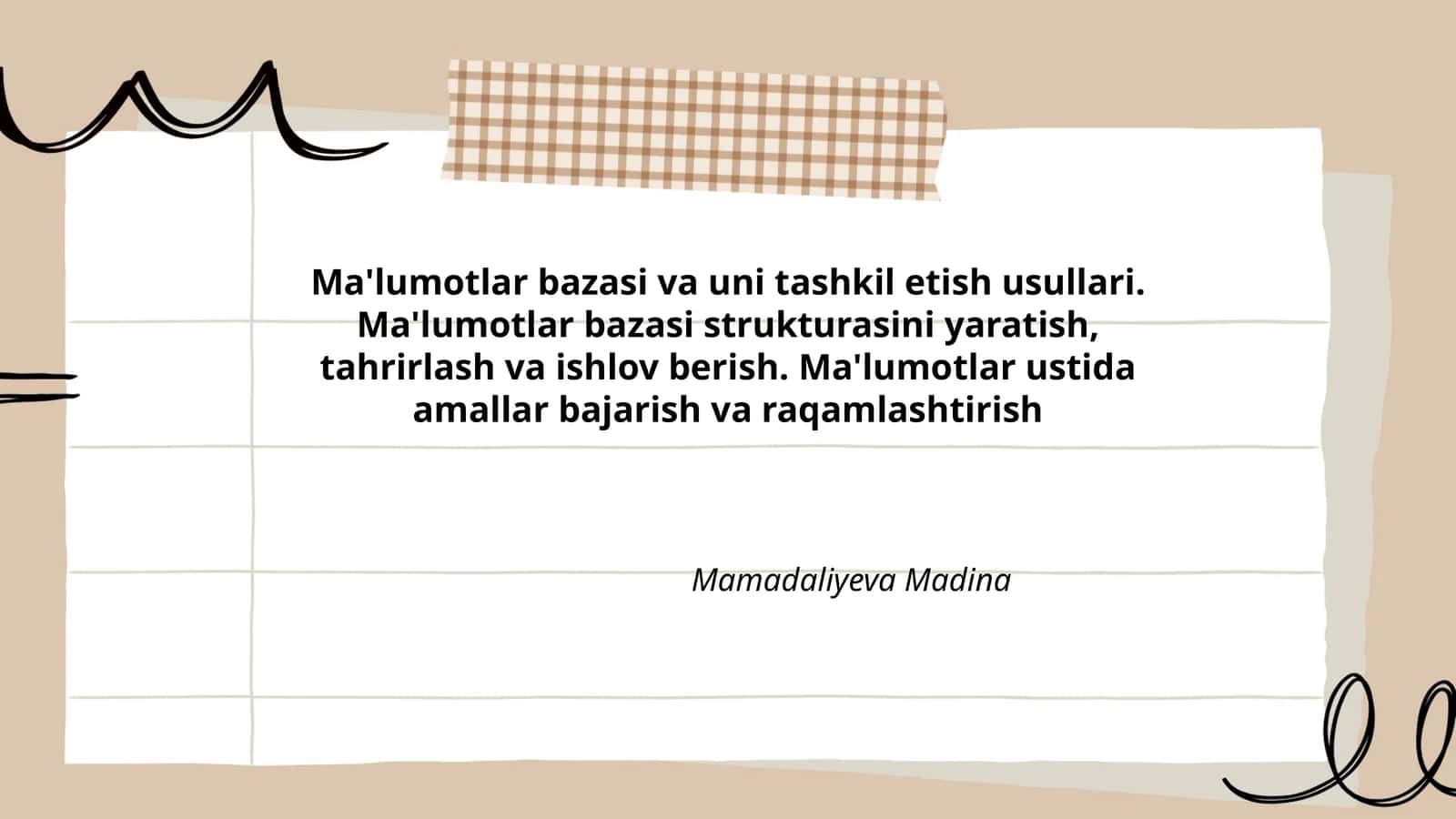 Ma'lumotlar bazasi va uni tashkil etish usullari