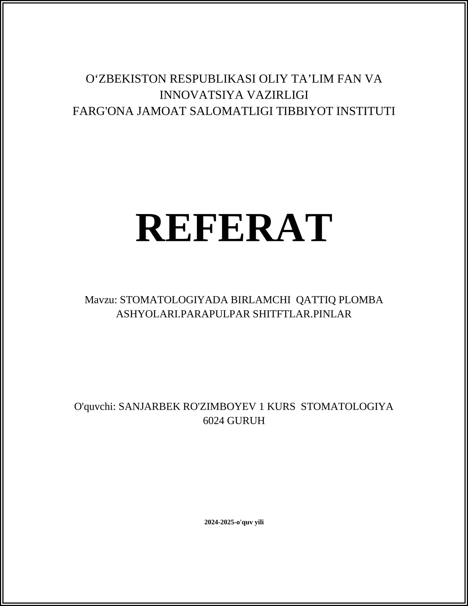 Plomba Materiallarining Turlari