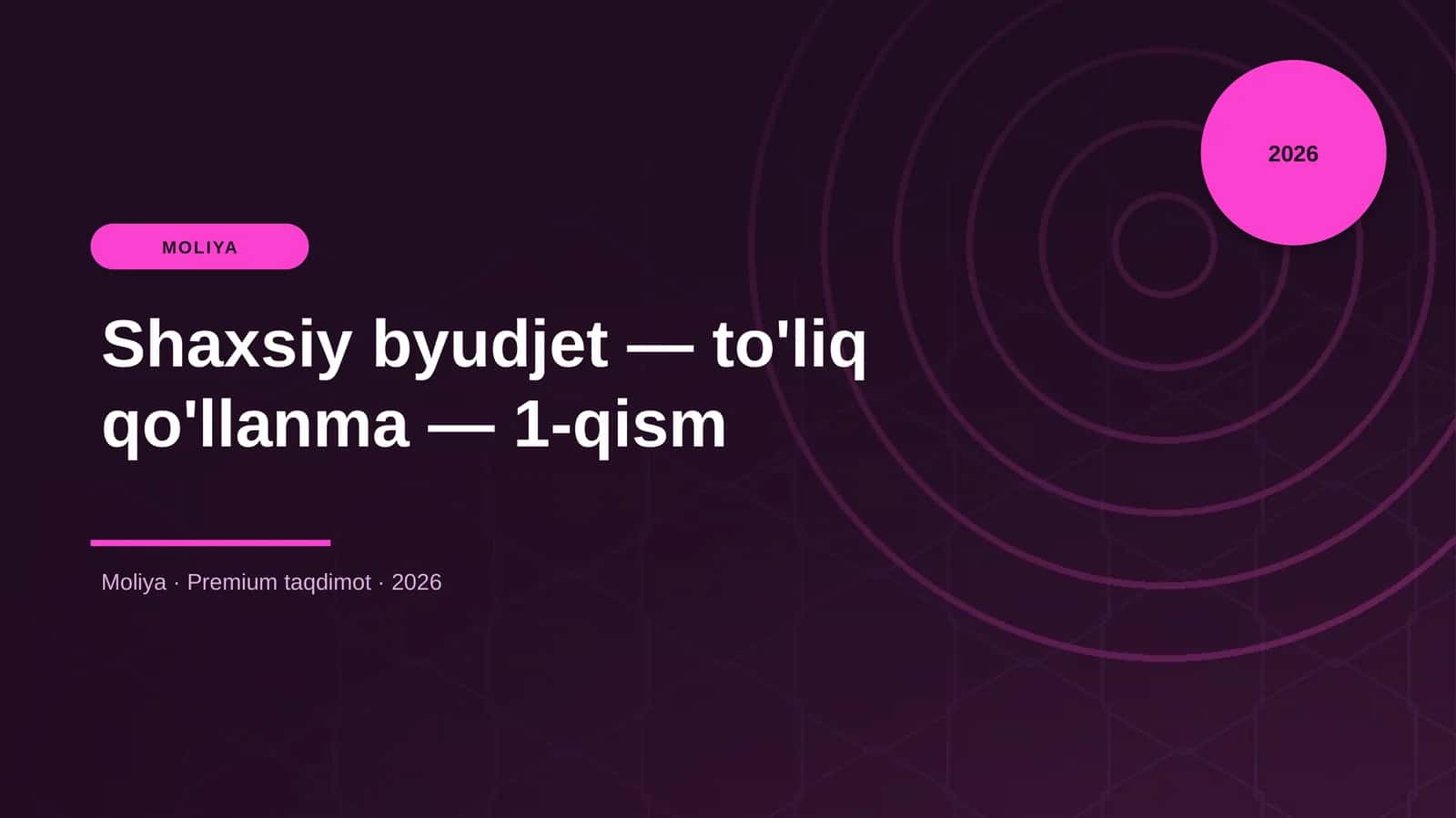 Shaxsiy byudjet — to'liq qo'llanma — 1-qism