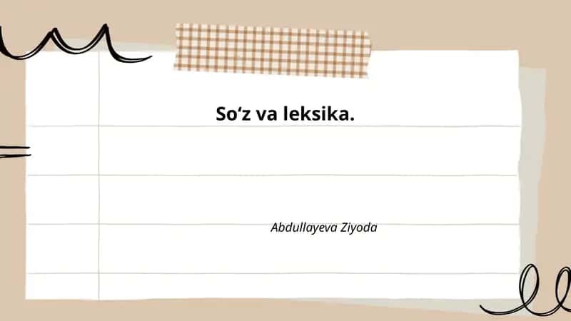 Soʻz va leksika