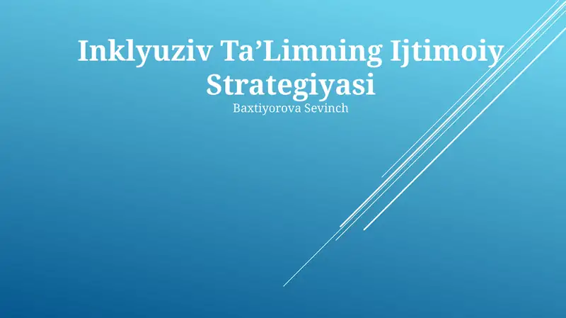 Inklyuziv TaʼLimning Ijtimoiy Strategiyasi