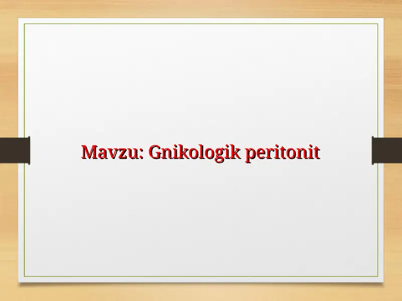 Gnikologikperitonit