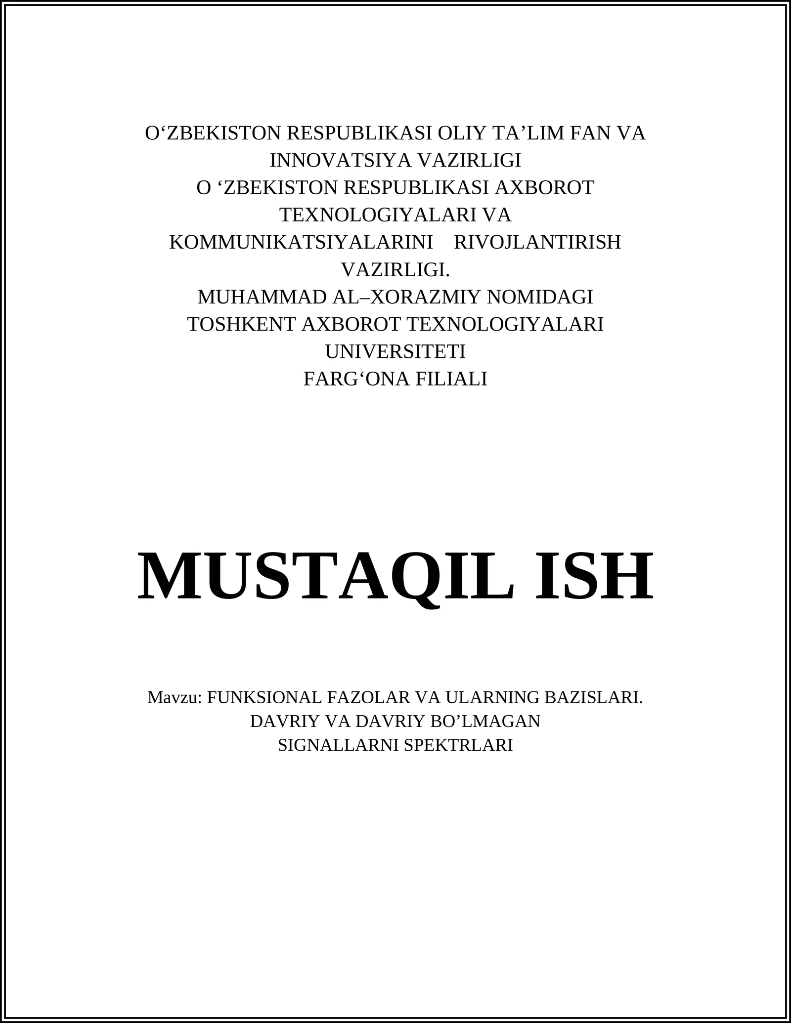 Funktsional fazolar va ularning bazislari