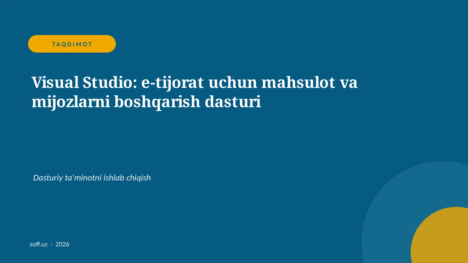 Visual Studio: e-tijorat uchun mahsulot va mijozlarni boshqarish dasturi