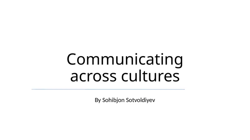 Communicating across cultures