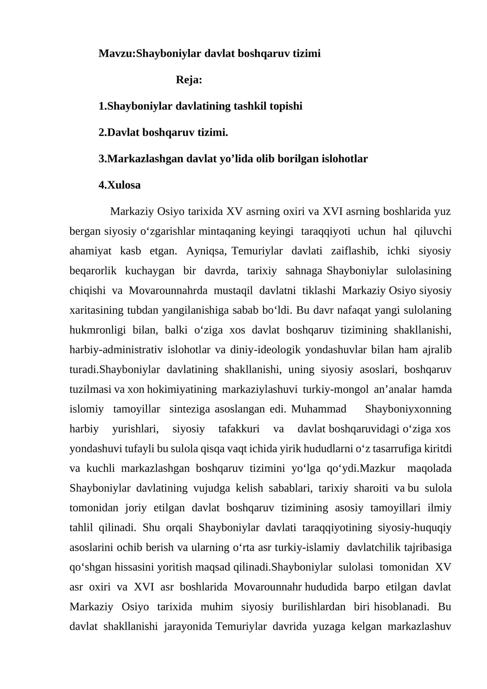 Shayboniylar davlat boshqaruv tizimi