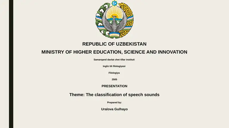 The classification of speech sounds