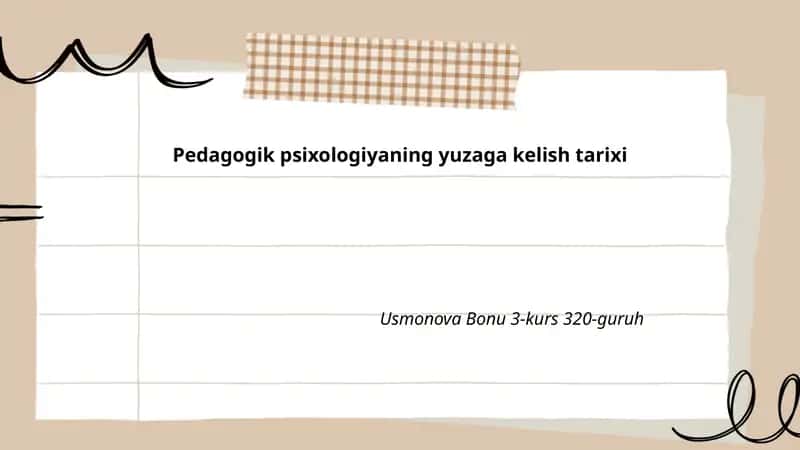 Pedagogik psixologiyaning yuzaga kelish tarixi