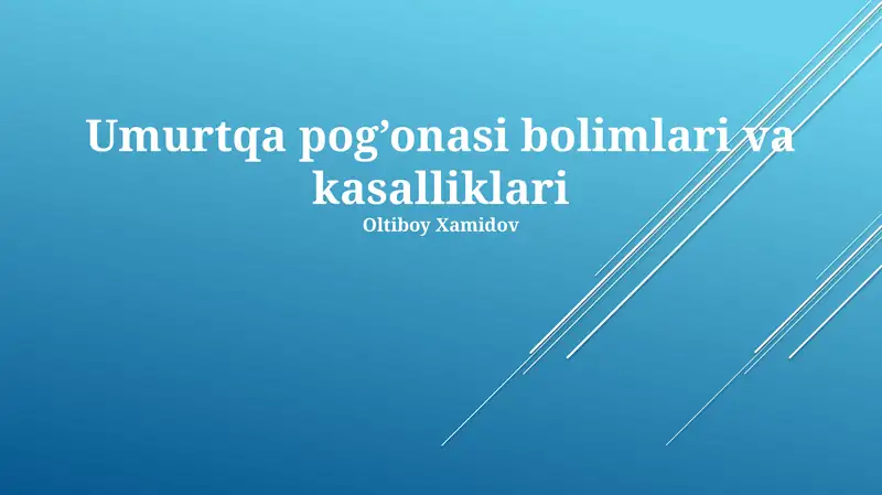 Umurtqa pog'onasi bolimlari va kasalliklari