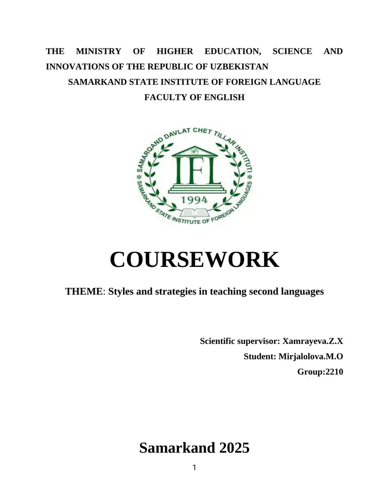 Styles and strategies in teaching second languages