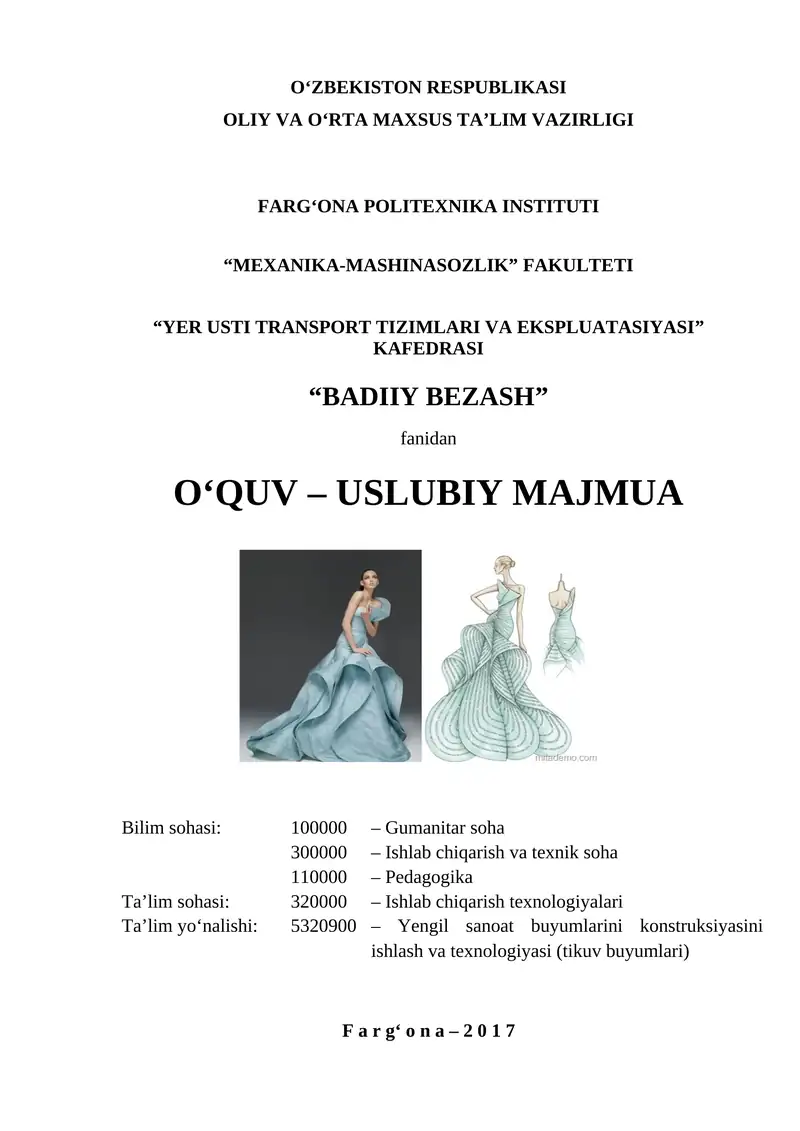 O‘QUV – USLUBIY MAJMUA