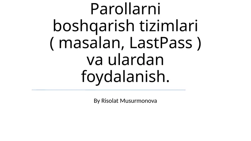 Parollarni boshqarish tizimlari