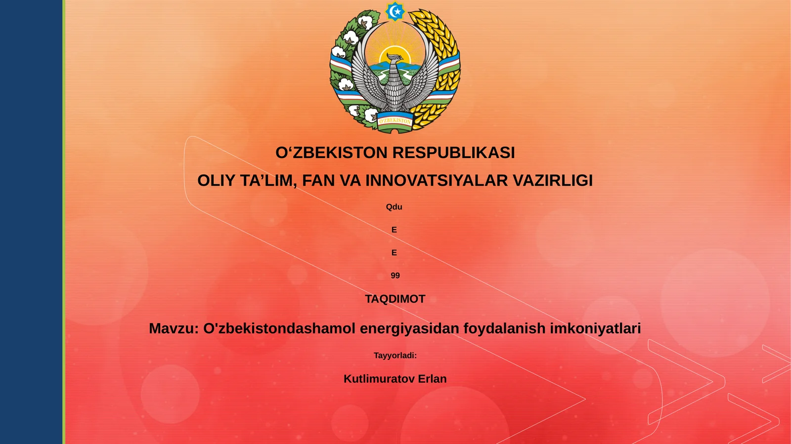 O'zbekistonda shamol energiyasidan foydalanish imkoniyatlari