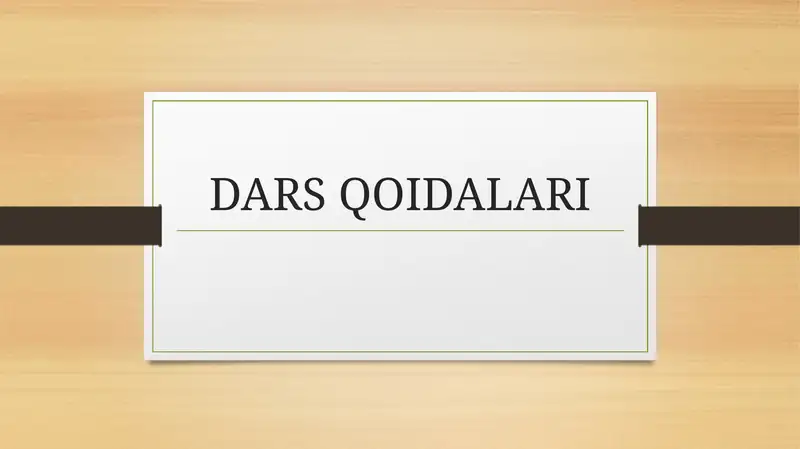 DARS QOIDALARI