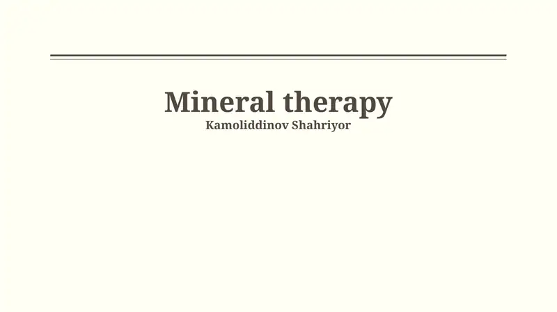 Mineral therapy