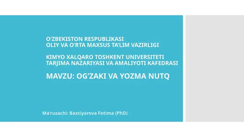 OG’ZAKI VA YOZMA NUTQ
