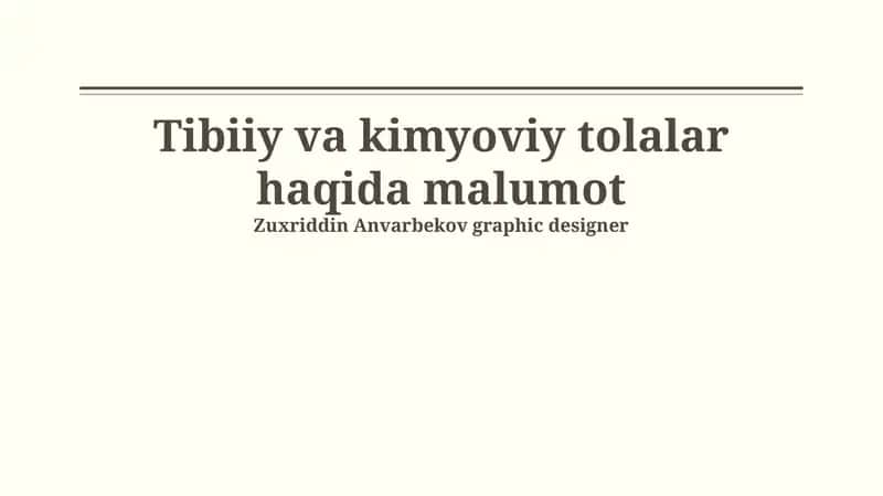 Kimyoviy va sunʼiy tolalar haqida malumot