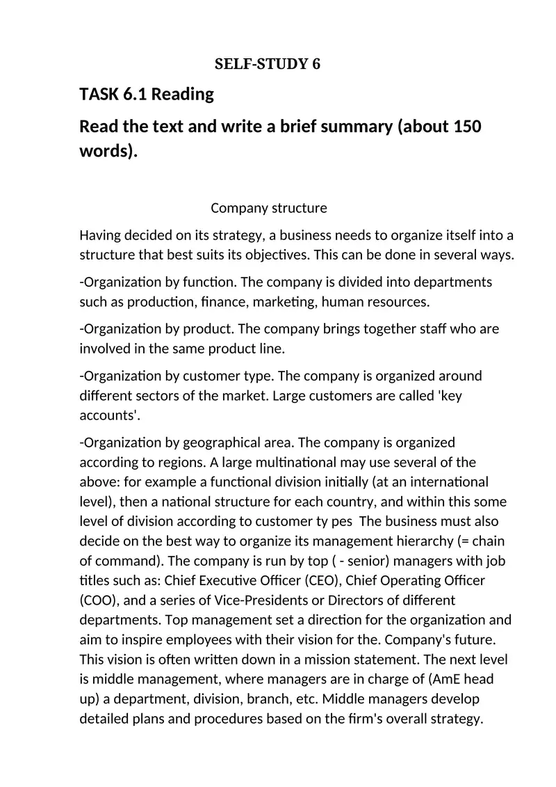 Company structure