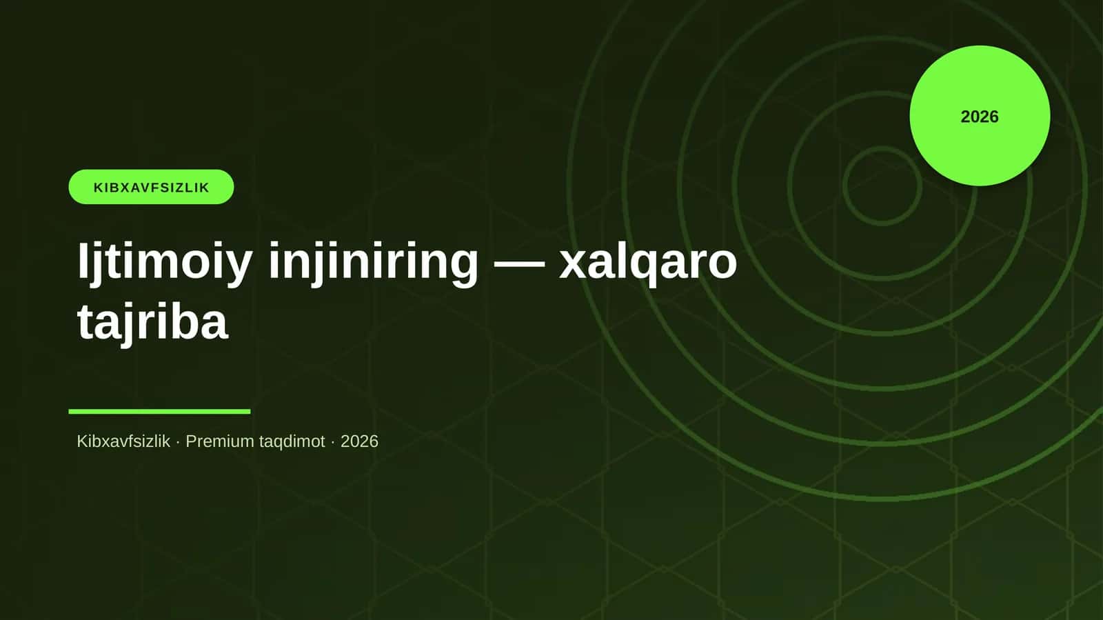 Ijtimoiy injiniring — xalqaro tajriba