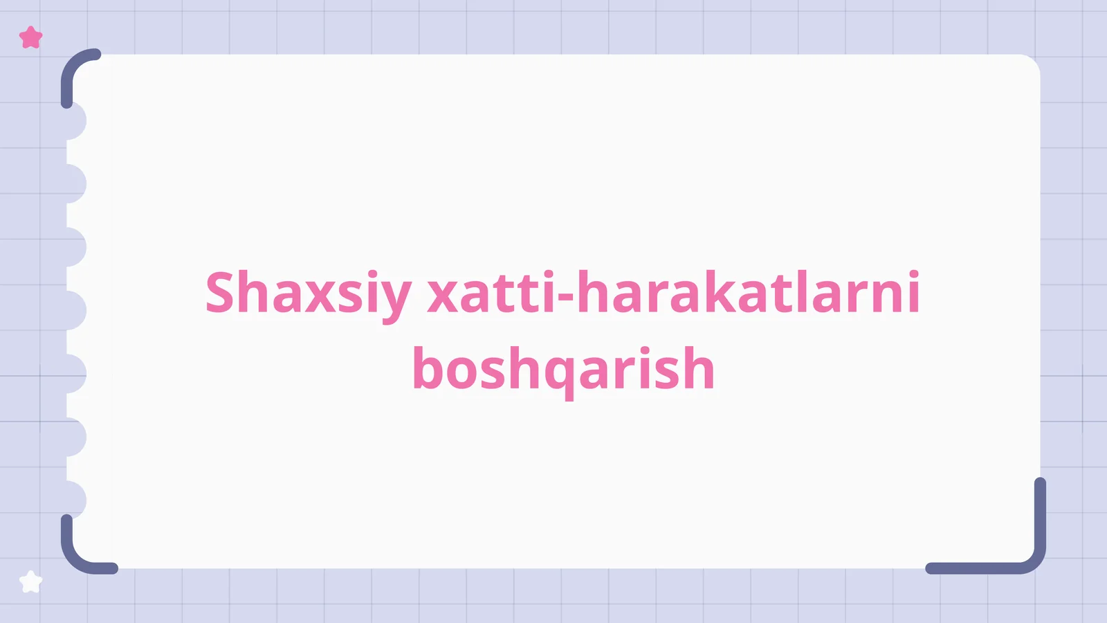 Shaxsiy xatti-harakatlarni boshqarish