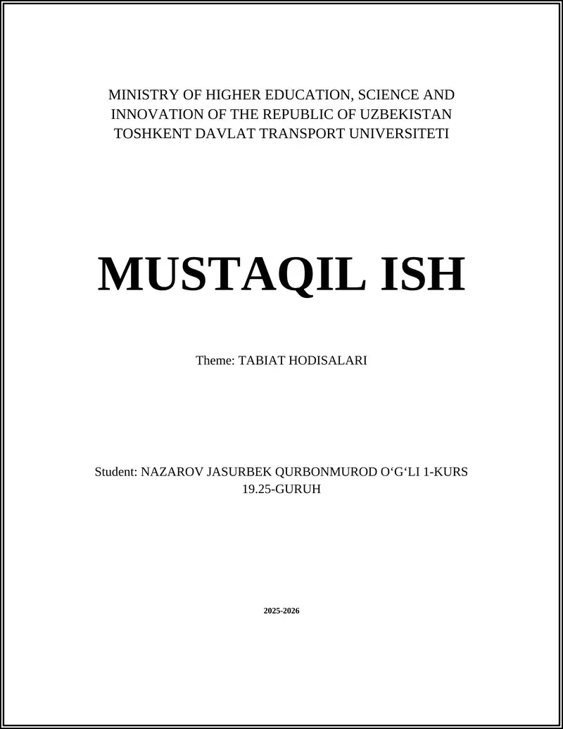 TABIAT HODISALARI