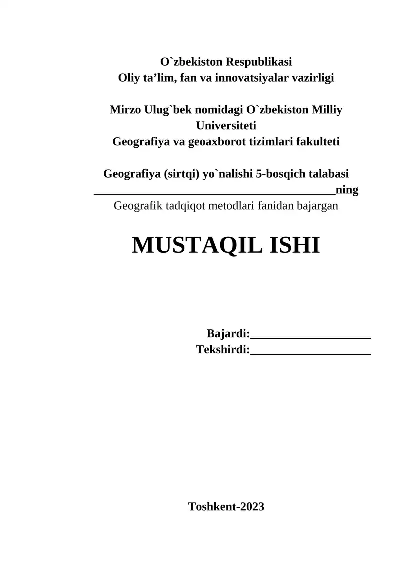 Tabiiy geografik jarayonlarning o’zaro bog`liqligini o`rganish va tasvirlash usullari
