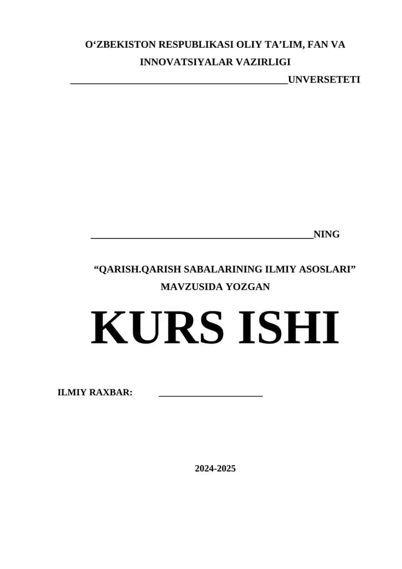 QARISH.QARISH SABALARINING ILMIY ASOSLARI MAVZUSI