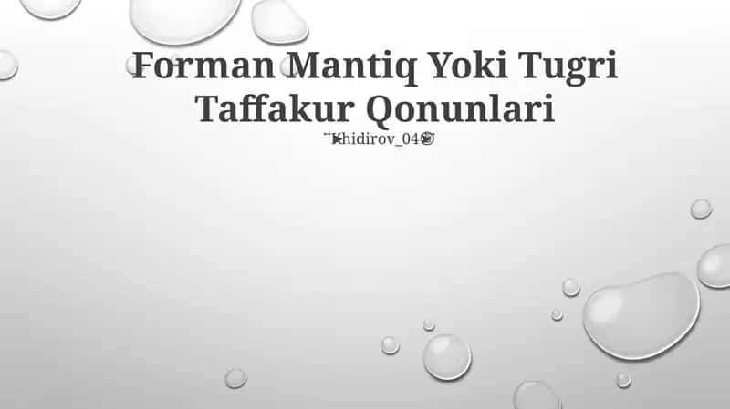 Mantiq Yoki Tugri Taffakur Qonunlari