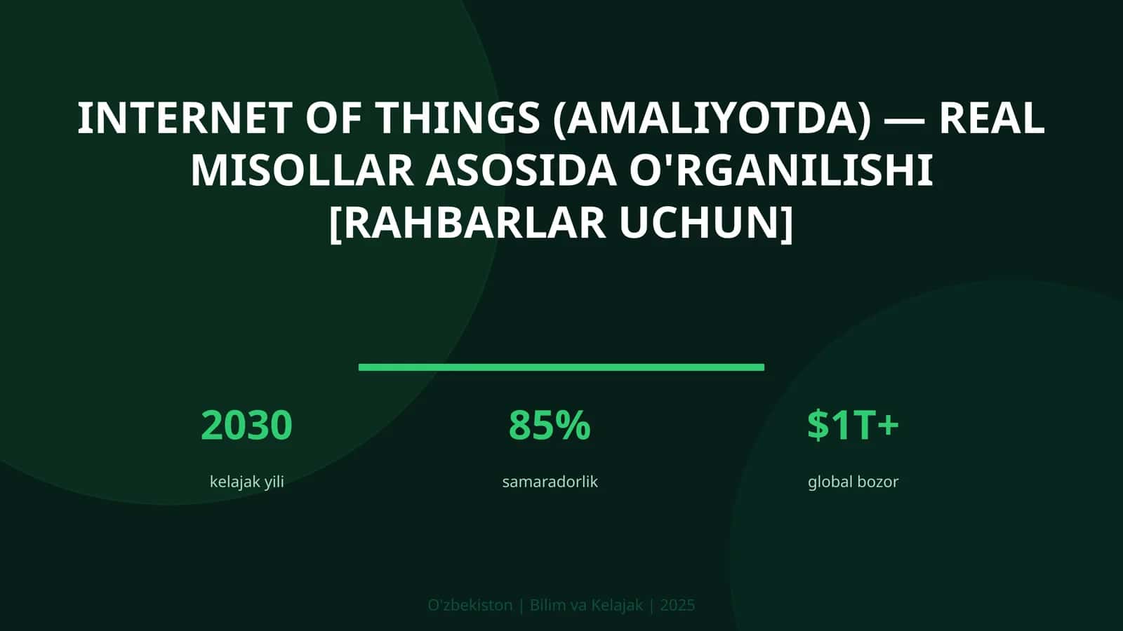 Internet of Things (amaliyotda) — real misollar asosida o'rganilishi [rahbarlar uchun]
