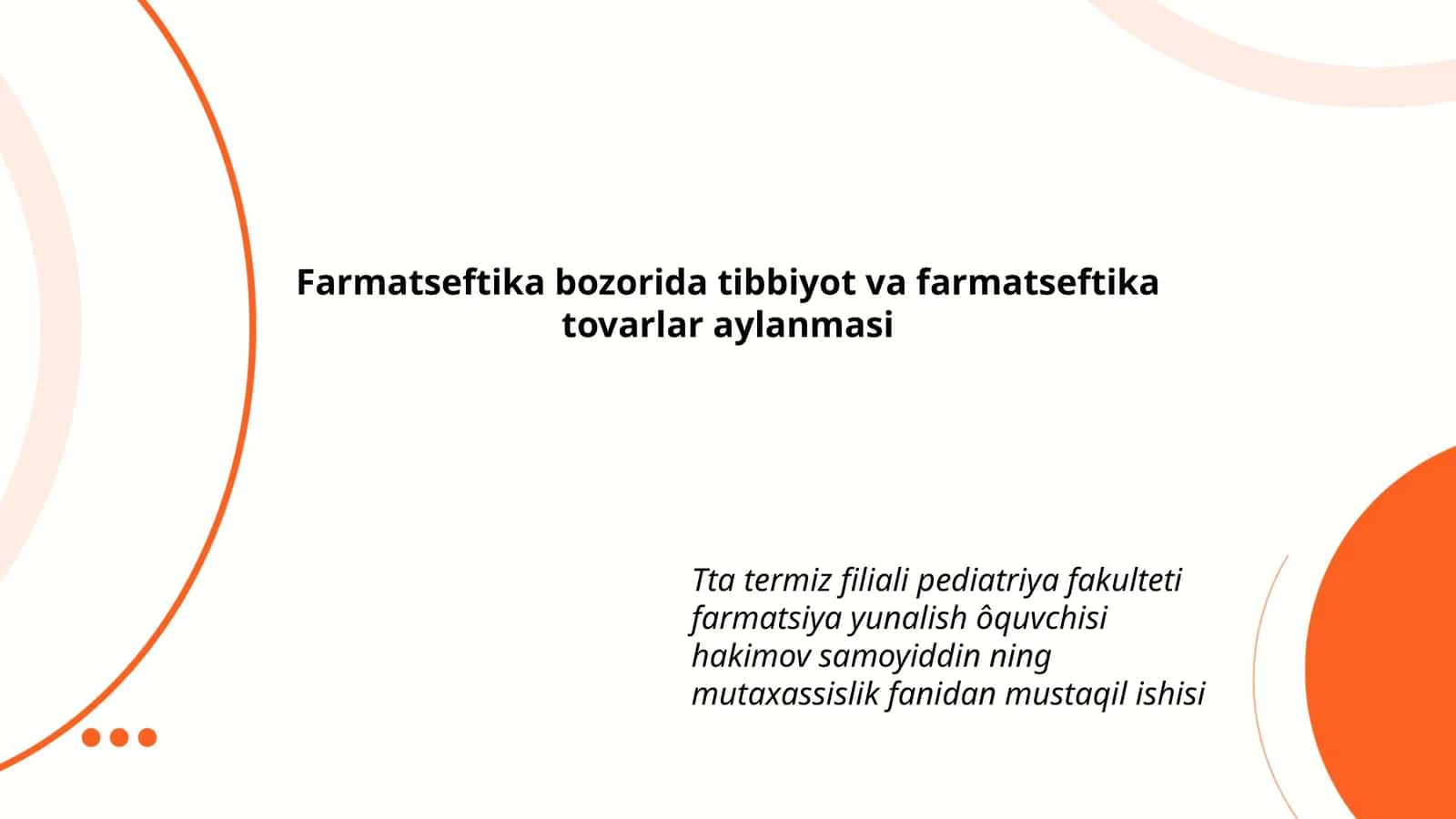 Tibbiyot va Farmatseftika Tovarlar Aylanmasi