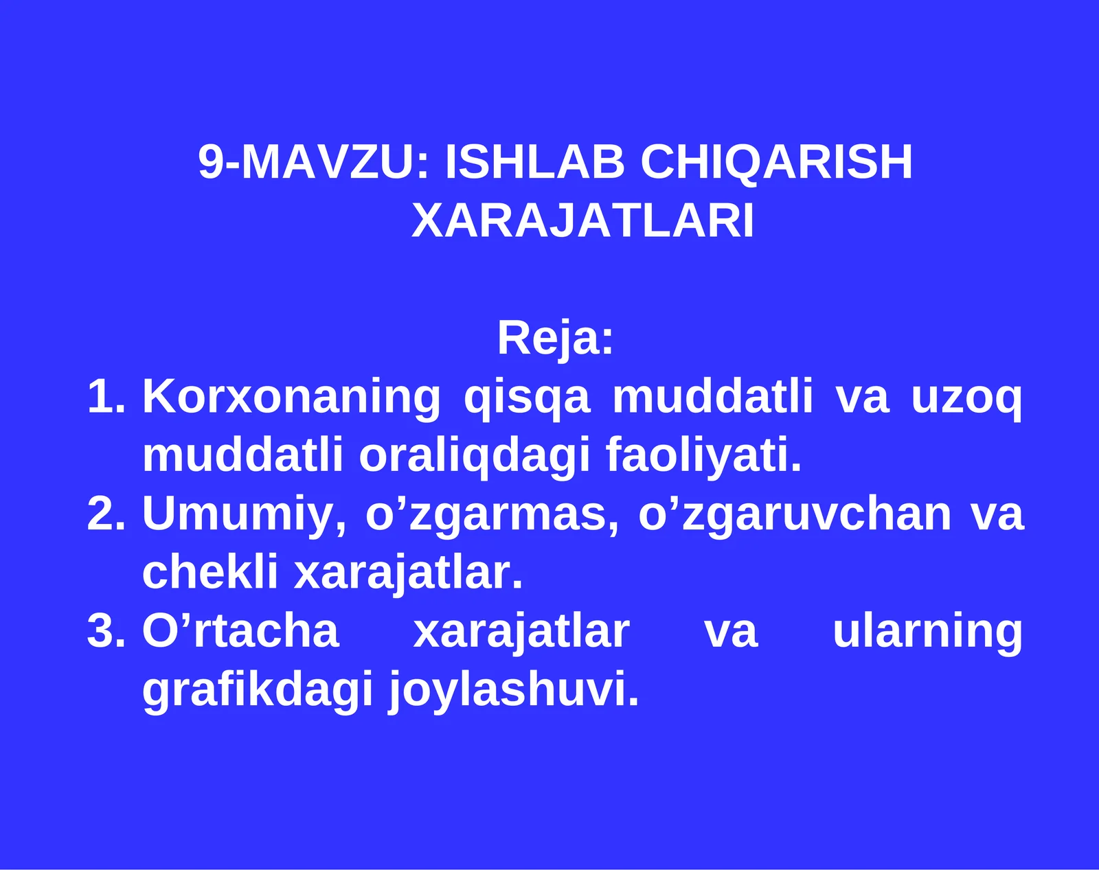 ISHLABCHIQARISH XARAJATLARI