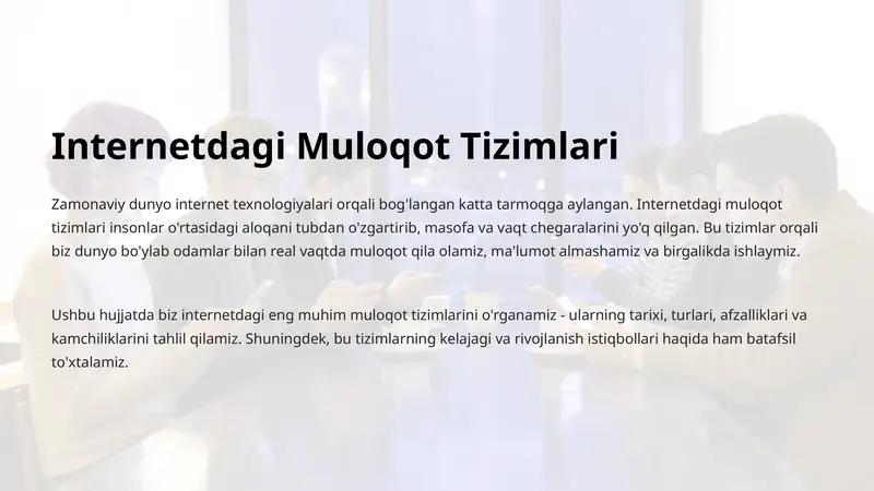 Internetdagi Muloqot Tizimlari