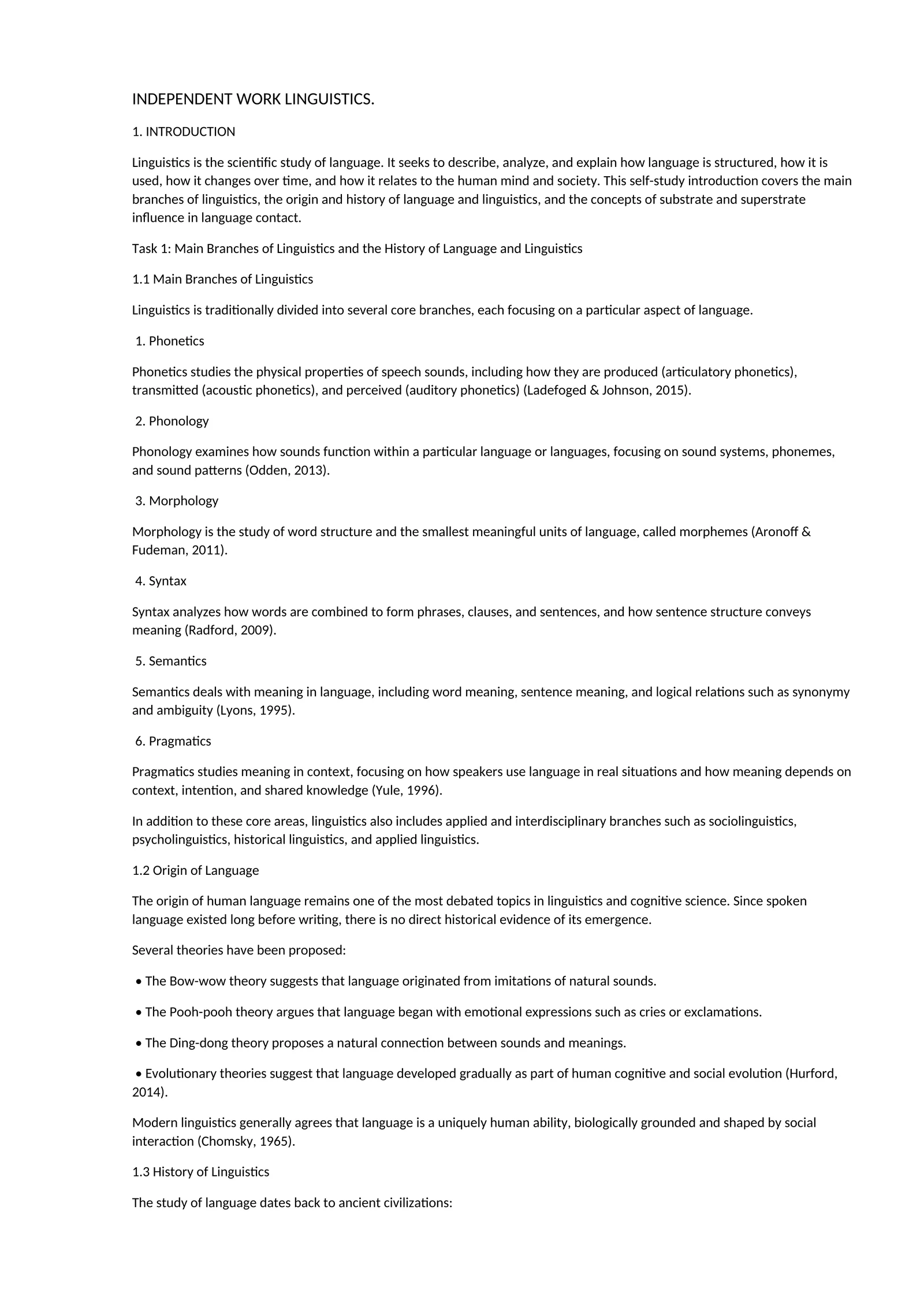 INDEPENDENT WORK LINGUISTICS