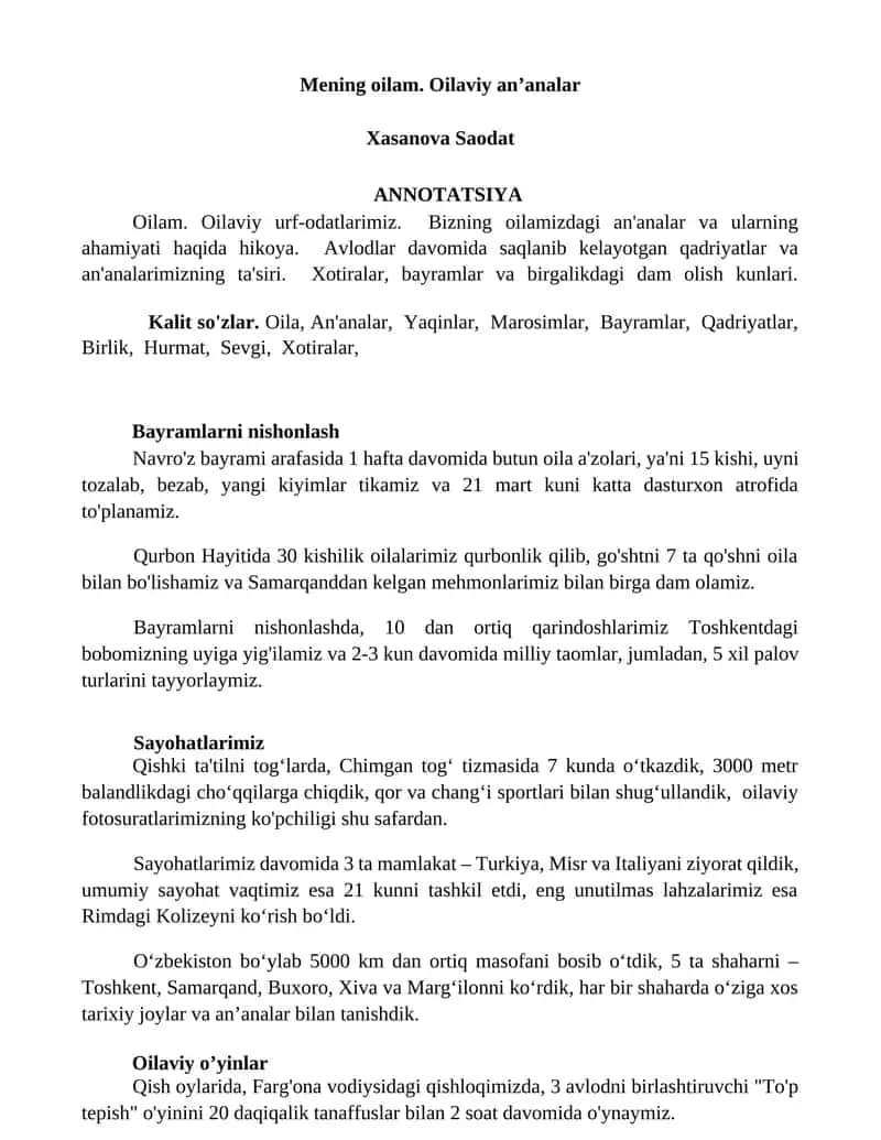 Xasanova Saodat