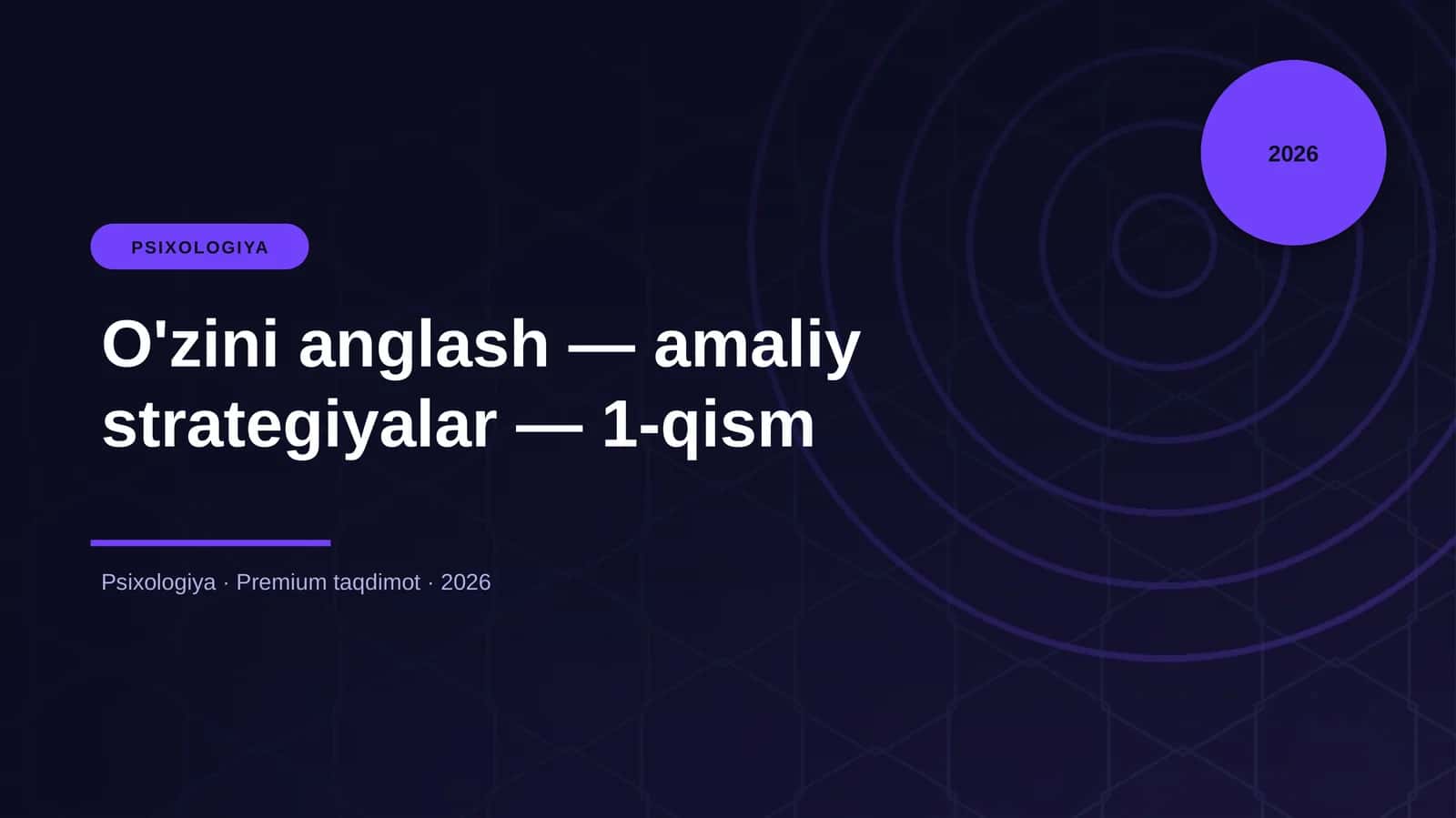 O'zini anglash — amaliy strategiyalar — 1-qism