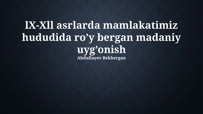 Mustaqillikka intilish va milliy g'oya