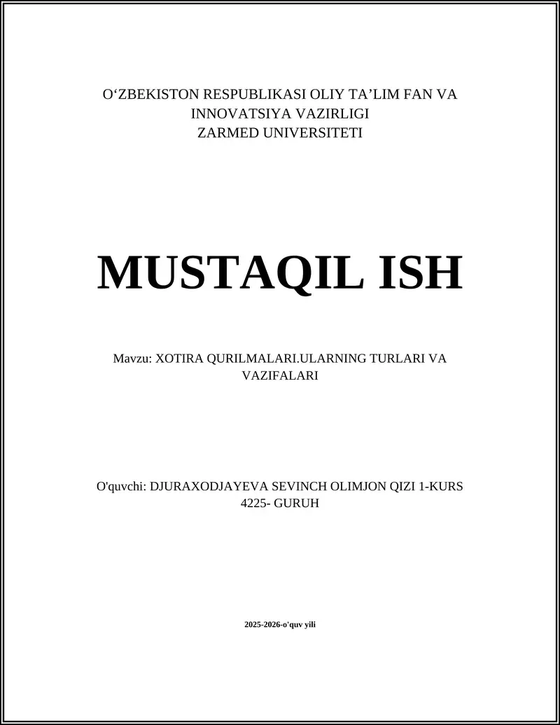 Xotira Qurilmalari