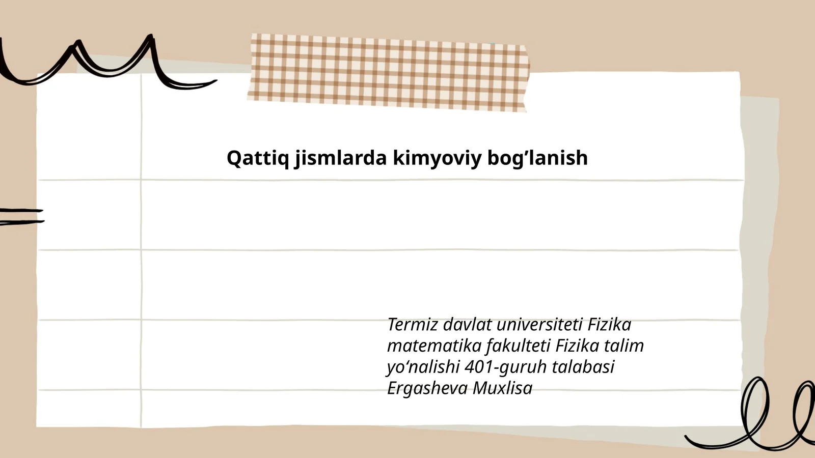 Qattiq jismlarda kimyoviy bogʼlanish