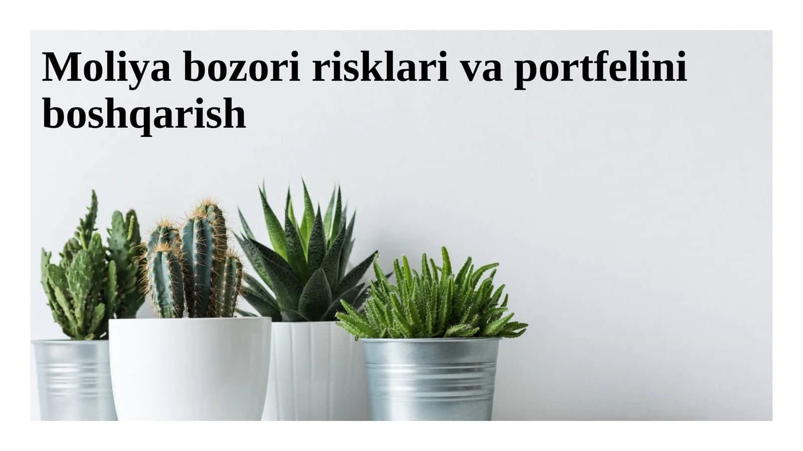 Moliya bozori risklari va portfelini boshqarish