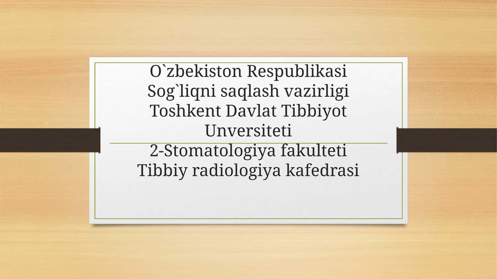 Bemor va Tibbiy xodimlar havfsizligi asoslari