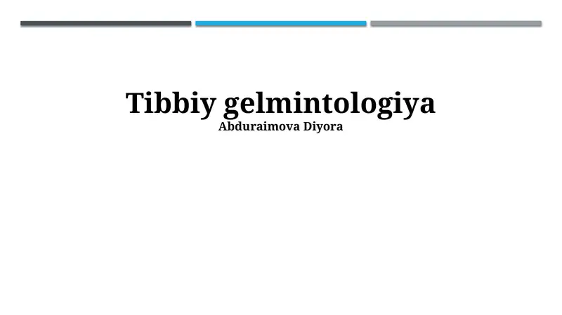 Tibbi Gelmintologiya