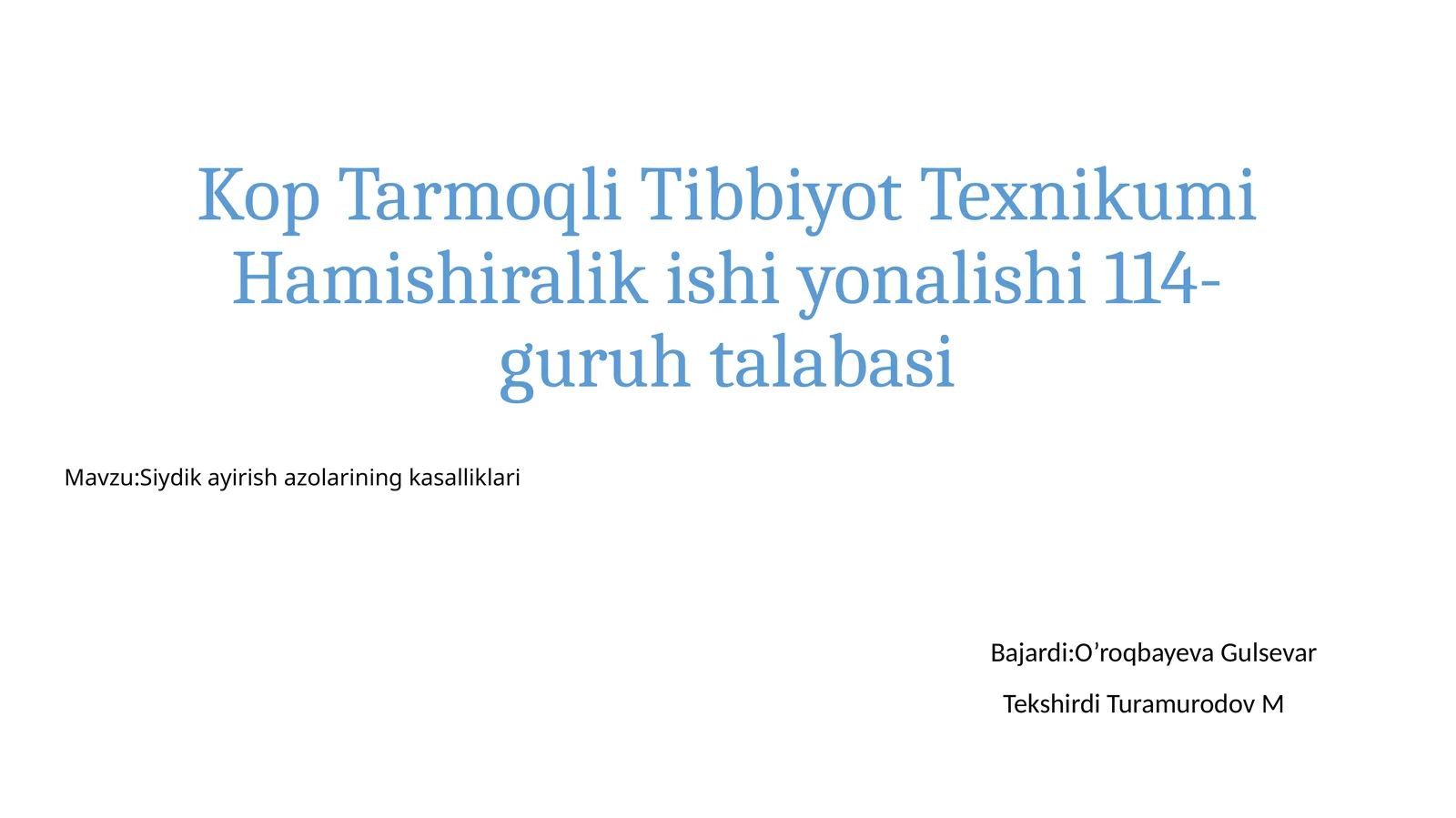 KopTarmoqli Tibbiyot Texnikumi Hamishiralikishiyonalishi