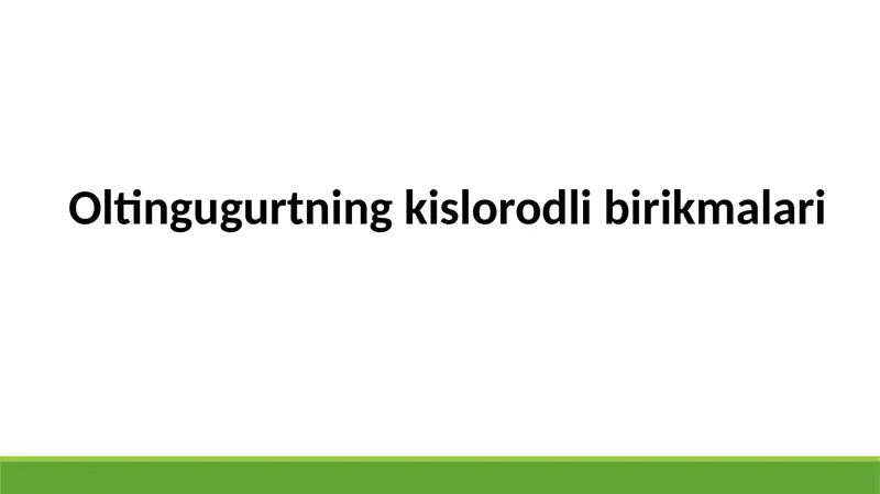 Oltingugurtni kislorodli birikmalari