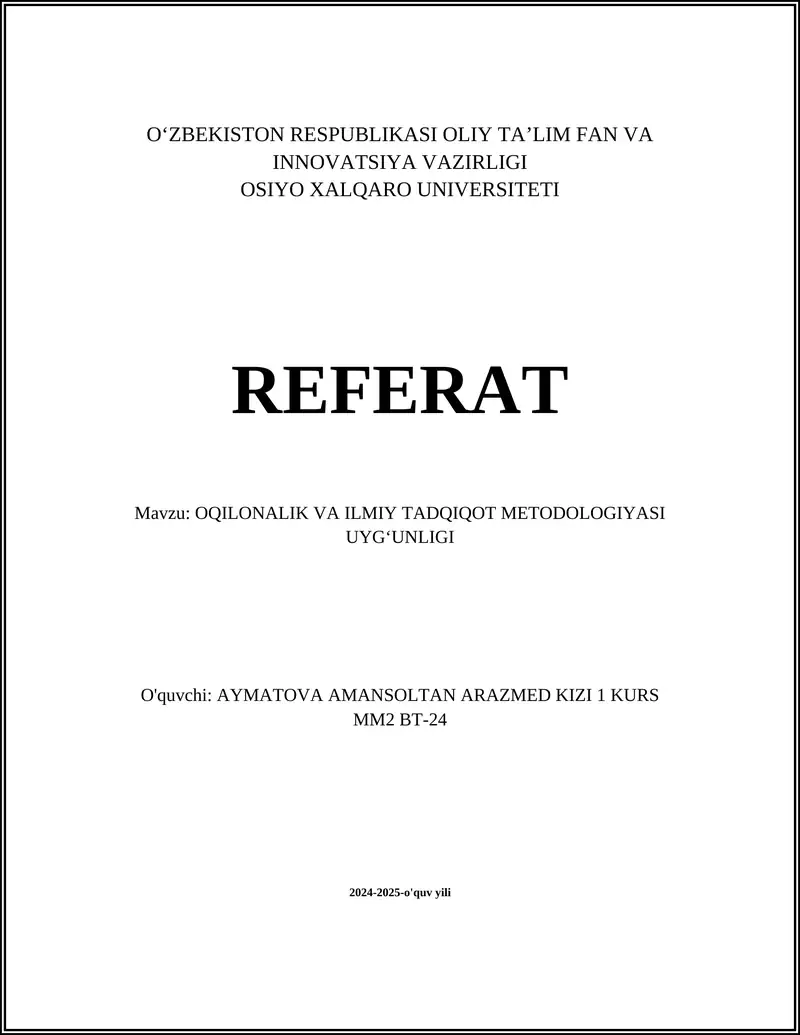 O'qilonalik va ilmiy tadqiqotlar asoslari