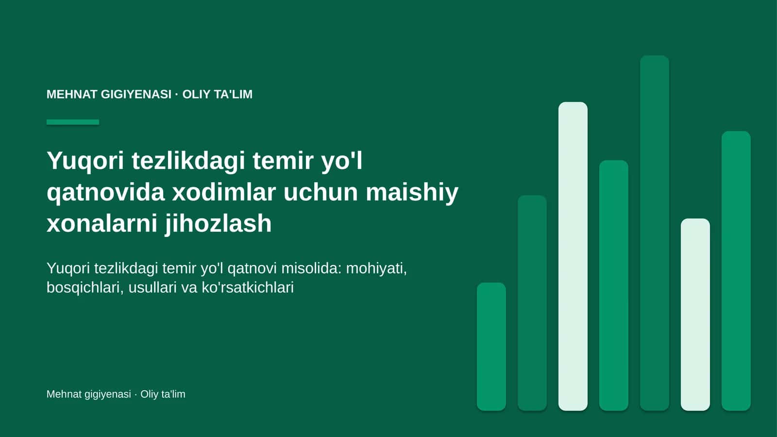 yuqori tezlikdagi temir yo'l qatnovida xodimlar uchun maishiy xonalarni jihozlash 1609